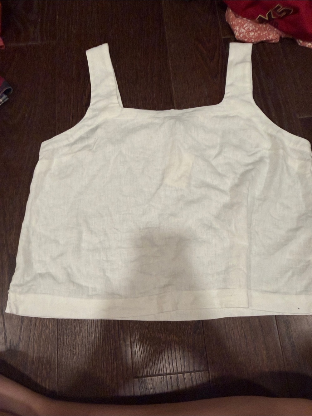 Target White Square-Neck Linen Tank Top